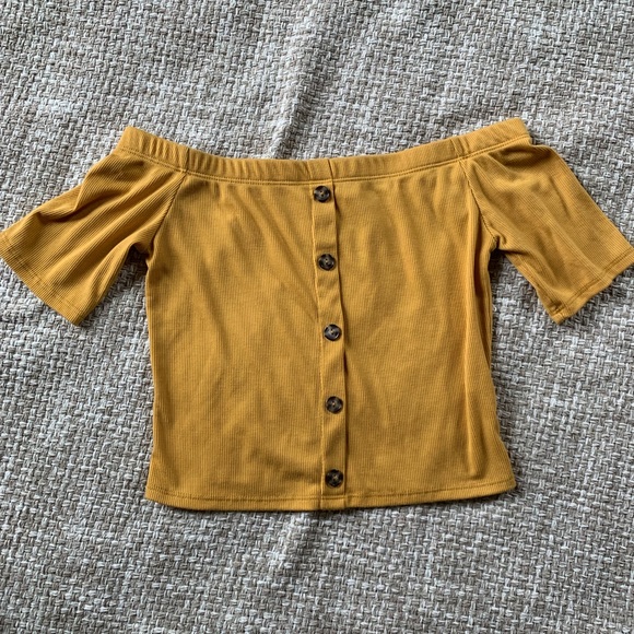 Live in the Moment Tops - Live in the moment mustard yellow OTS crop top